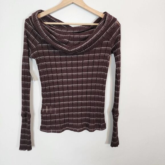 NWT Free People Snowbunny Off The Shoulder Semi Sheer Metallic Top Size Large - Picture 8 of 13